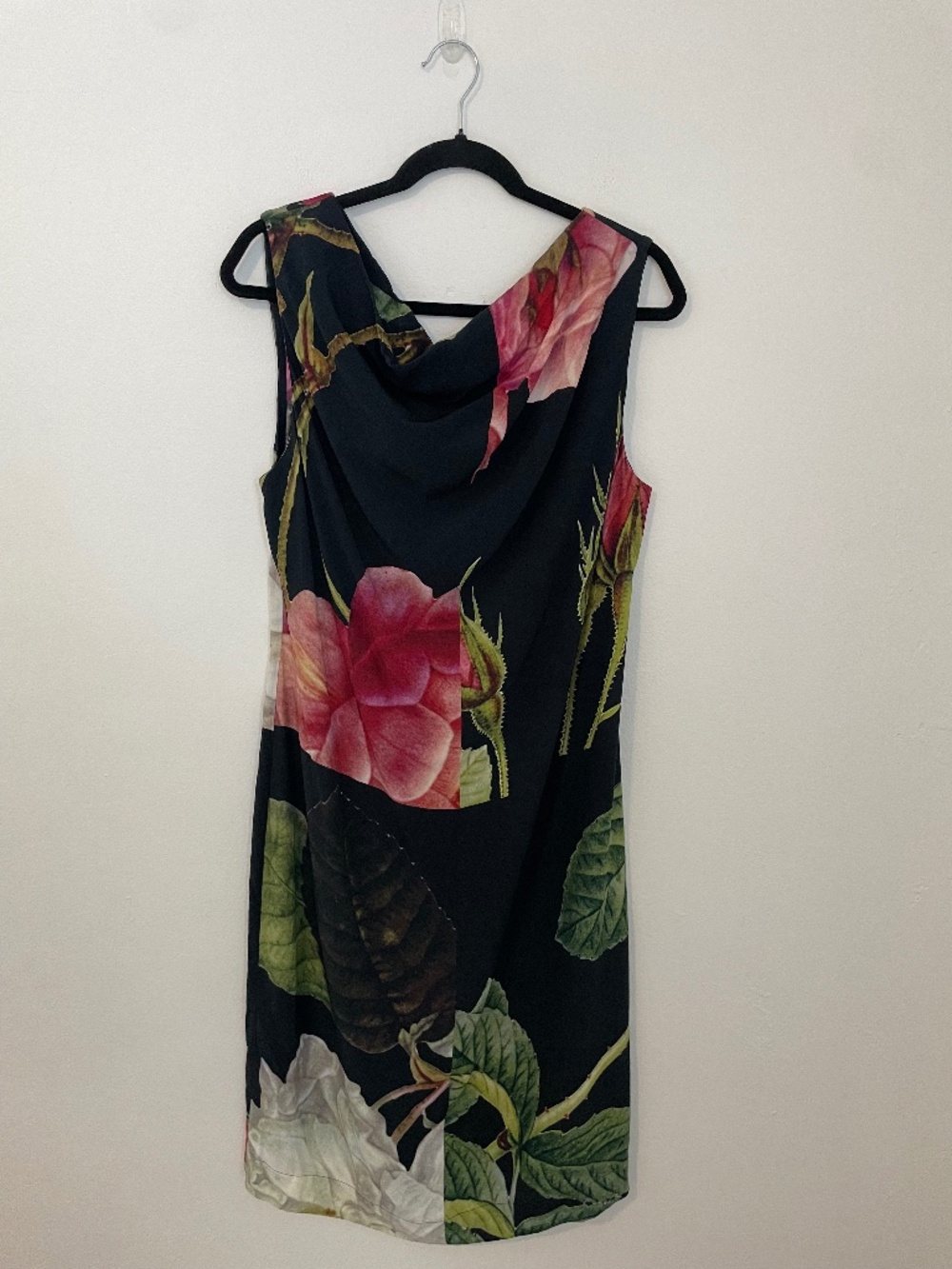 Vivienne Westwood Anglomania Black Floral Print Midi Cocktail Dress, Size US 10 - Picture 6 of 14